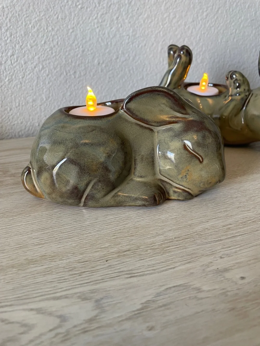 π Vintage Partylite Ceramic Pottery Bunny Rabbit Tea Light candle holders (2) - Picture 2 of 14